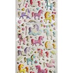 Autocollants réutilisables - Relief 3D - Licornes - Dorures