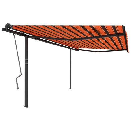 vidaXL Auvent rétractable automatique et poteaux 4x3m Orange et marron