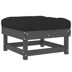 vidaXL Repose-pieds de jardin et coussins 2Pièces gris bois de pin massif