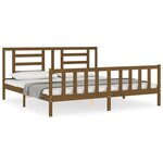 vidaXL Cadre de lit et tête de lit marron miel Super King bois massif