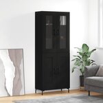 vidaXL Buffet haut Noir 69 5x34x180 cm Bois d'ingénierie