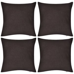 vidaXL Housses de coussin 4 Pièces Coton Marron 50x50 cm