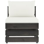 vidaXL Salon de jardin 5 Pièces avec coussins Bois imprégné de gris
