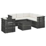 vidaXL Salon palette de jardin 7 Pièces avec coussins Bois de pin massif