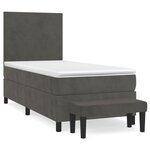 vidaXL Lit à sommier tapissier avec matelas Gris foncé 100x200 cm