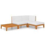 vidaXL Salon de jardin 4 Pièces avec coussins Bois d'acacia solide