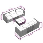 vidaXL Salon de jardin 7 Pièces avec coussins résine tressée gris
