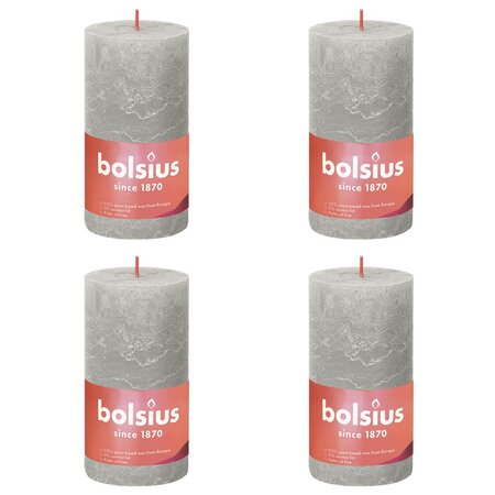 Bolsius Bougies pilier rustiques Shine 4 Pièces 130x68 mm Gris sableux
