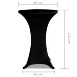 Housse de table Ø 60 cm Noir extensible 2 Pièces