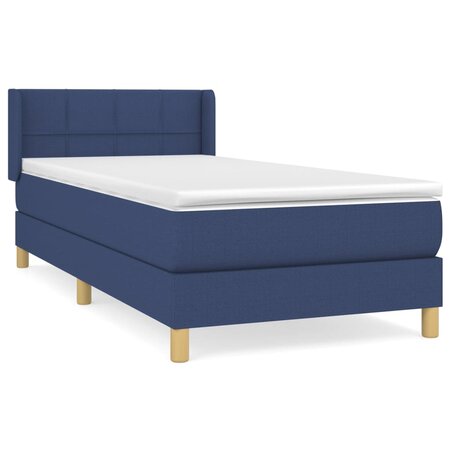 vidaXL Lit à sommier tapissier avec matelas Bleu 80x200 cm Tissu