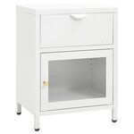 vidaXL Table de chevet Blanc 40x30x54 5 cm Acier et verre