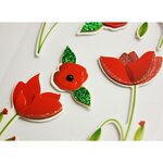 Autocollants en relief à paillettes - Fleurs rouges