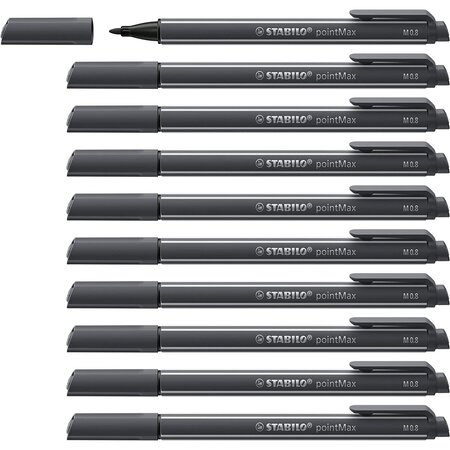 Stylo-feutre pointmax  gris très foncé x 10 stabilo