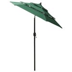 vidaXL Parasol à 3 niveaux avec mât en aluminium Vert 2 m