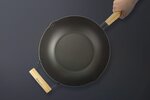 Wok avec poignée en bois et poignée auxiliaire - 28 cm - Compatible toutes plaques de cuisson