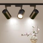 Spot led sur rail 30w cob 80° triphasé noir - blanc froid 6000k - 8000k - silamp