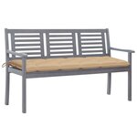 vidaXL Banc de jardin 3 places avec coussin 150 cm Gris Eucalyptus