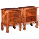 vidaXL Tables de chevet avec tiroirs 2 Pièces Bois d'acacia massif