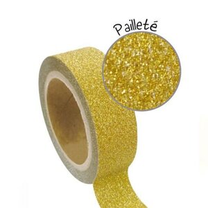 10 masking tapes à paillettes dorés 1 5 cm x 5 m