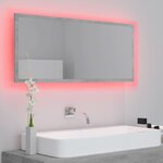 vidaXL Miroir à LED de salle de bain Gris béton 100x8 5x37cm Acrylique