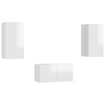 vidaXL Ensemble de meubles TV 3 Pièces Blanc brillant Aggloméré