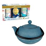 Théière Asagao bleue 900 ml + coffret de thés japonais