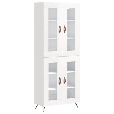 vidaXL Buffet haut Blanc brillant 69 5x34x180 cm Bois d'ingénierie