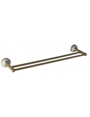 Porte-serviette double KERA 60 cm en laiton et céramique
