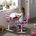 Vipack Bureau réglable enfant Comfortline 201 et chaise Rose et blanc