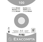 Paquet 100 Fiches Sous Film - Bristol Quadrillé 5x5 Non Perforé 148x210mm - Blanc - X 10 - Exacompta
