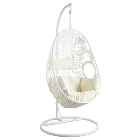 Fauteuil oeuf blanc en polyrésine sur pied