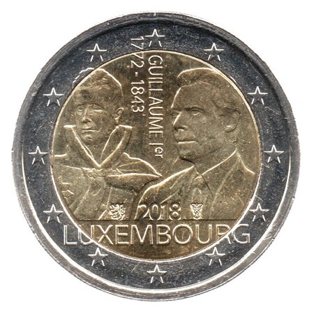 Pièce de monnaie 2 euro commémorative Luxembourg 2018 – Guillaume Ier