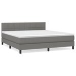 vidaXL Lit à sommier tapissier avec matelas Gris foncé 180x200cm Tissu