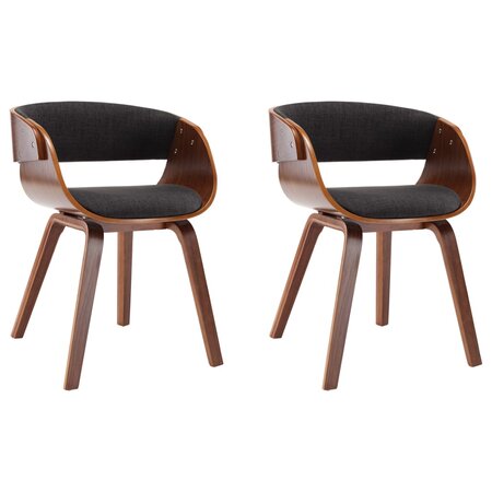 vidaXL Chaises à manger lot de 2 gris bois courbé et tissu