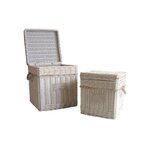 Malle carrée en osier blanchi (lot de 2)