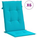 vidaXL Coussins de chaise à dossier haut 6 Pièces turquoise tissu