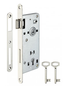 THIRARD - Serrure encastrable à clé pour porte de chambre carré 8mm axe 50mm entr'axe 90mm bouts ronds 2 clés