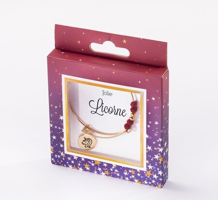 Bracelet licorne avec perles rouges