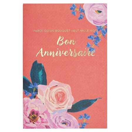 Carte bon anniversaire bouquet de roses - draeger paris