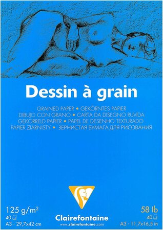 Bloc dessin à grain 125g a3 40f clairefontaine