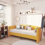 vidaXL Lit avec matelas et éclairage USB Jaune Velours 90x200 cm