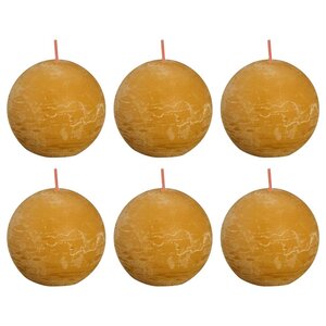 Bolsius Bougies boule rustiques 6 Pièces 76x71 mm Jaune nid d'abeilles