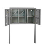 Bloc collectif Leabox 3x2  grade 3  simple face  extérieur  fixation sur pieds à sceller  gris poussière ral 7037 finition brillante