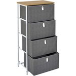 Meuble de rangement tiroirs en tissu plateau en bois 4 tiroirs