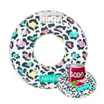 Bouée gonflable xxl et porte boisson gonflable pour piscine & plage - pack evasion leopard