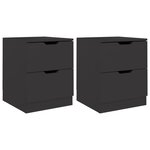 vidaXL Tables de chevet 2 Pièces Noir 40x40x50 cm Aggloméré
