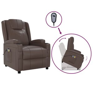 vidaXL Fauteuil de massage Marron Similicuir