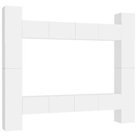 vidaXL Ensemble de meubles TV 8 Pièces Blanc Aggloméré