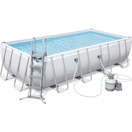 Bestway kit piscine rectangulaire  tubulaire power steel l5 49 x 2 74 x h1 22m -avec filtre a sable