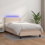 vidaXL Sommier tapissier matelas et LED Cappuccino 90x200cm Similicuir